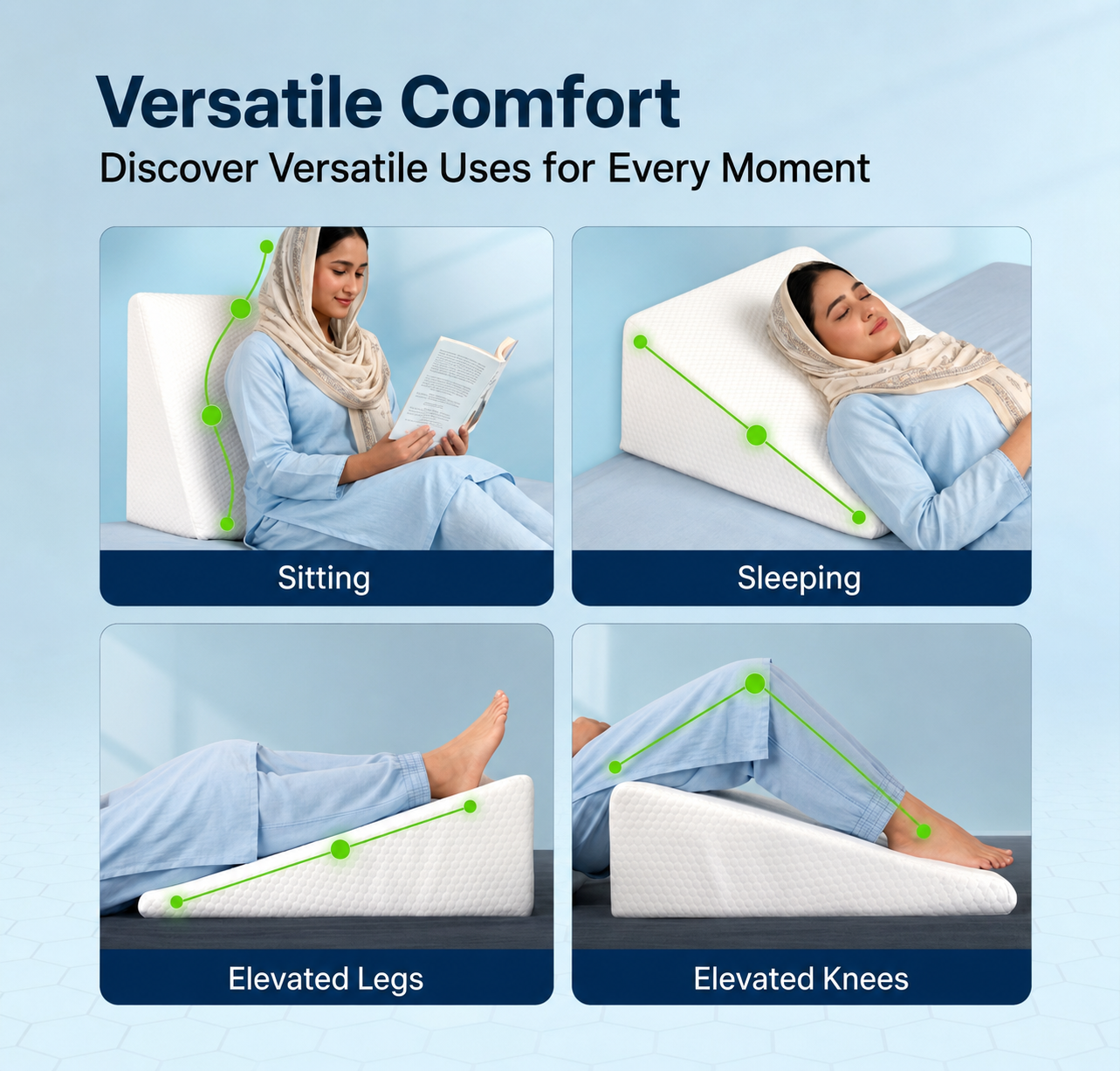 Premium Wedge Cushion With memory foam - Pain reducer & remover